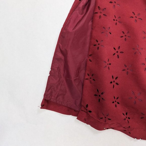 Coldwater Creek Red Floral Eyelet Slit Skirt 2X - Picture 5 of 6